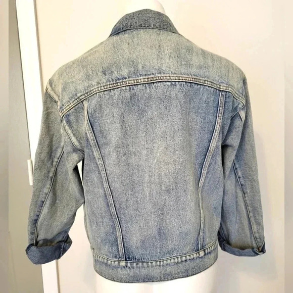 LUNIK Floral Distressed/ Destroyed 90's Denim Jean Jacket(Large) - Picture 5 of 11